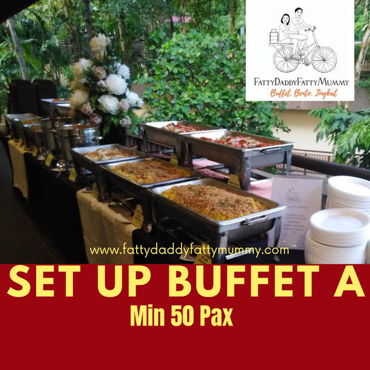Set up buffet catering for 50 pax with warmers and tables, 7th month Singapore - FattyDaddyFattyMummy